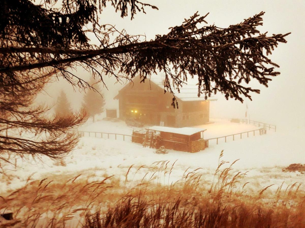 Rifugio Al Lago Del Mortirolo In Inverno Raggiungibile Solo A Piedi Monno Eksteriør bilde